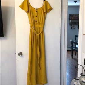 Mustard cinch waist jumpsuit